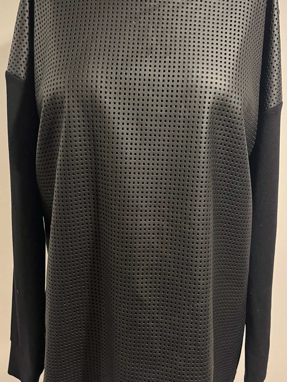 ANNE KLEIN Black Perforated Tee Sz 1X ORIG $98+ DESIGNER LUXURY!!